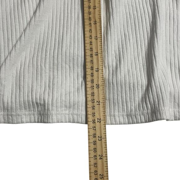 Torrid Womens Blouse Size 0 Large White Ribbed Wrap Surplice Short Sleeve Top - Picture 7 of 8
